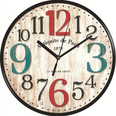 Imagem de Relógio de parede vintage Paris 25 cm com moldura de madeira retrô