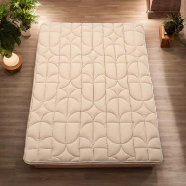 Imagem de ZonLi Colchão de futon japonês, almofada de dormir preenchida com espuma viscoelástica desfiada, tapete de tatame 100% algodão, cama dobrável e portátil para crianças e adultos, solteiro (137 cm x 203