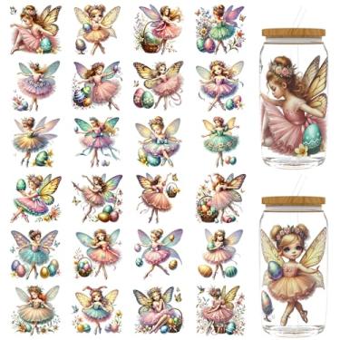 Imagem de Elewins 24 peças de envoltório de copo DTF UV de fada da Páscoa, envoltórios de copo DTF UV para 473 g, óculos, mesas, cadeiras, computadores, papel de transferência UV DTF de alta viscosidade (Fada