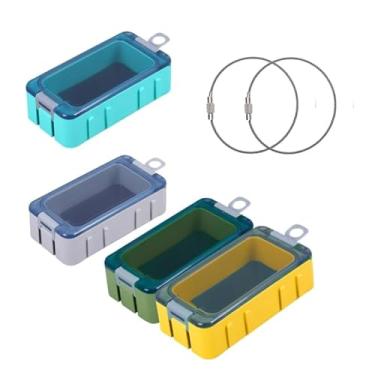 Imagem de Organizador de caixa de equipamento de pesca pequena com cabos de aço removíveis e folhas magnéticas - Estojo de armazenamento de anzol de pesca portátil de 4 cores para iscas, iscas, equipamentos