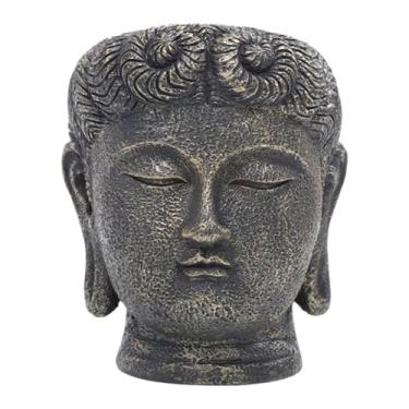 Imagem de Dualoai Vaso de Flores em Formato de Cabeça de Buda, Ideal para Presentear Ou Decorar. Artesanato Original E Original. Perfeito para Jardim, Quintal E Café, 9 cm x 9,8 cm x 11 cm, Tamanho real