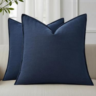 Imagem de decorUhome Capas de almofada decorativas de linho, 50,8 x 50,8 cm, conjunto de 2 capas de almofada com detalhe boêmio para sofá, cadeira, quarto, sala de estar