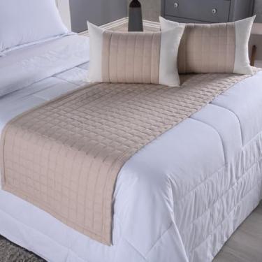 Imagem de Kit Peseira Copacabana com 5 Peças, Percal 300 Fios, com 2 Almofadas 55x35cm, para Cama Casal Padrão/Queen e King (Cáqui, King)