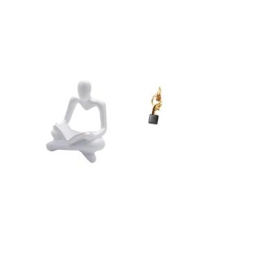 Imagem de Fenteer Escultura de Estatueta de Pensador de Arte Abstrata Inovadora para Decoração de Sala de Estar E Escritório, Lembrança de Artesanato de Resina