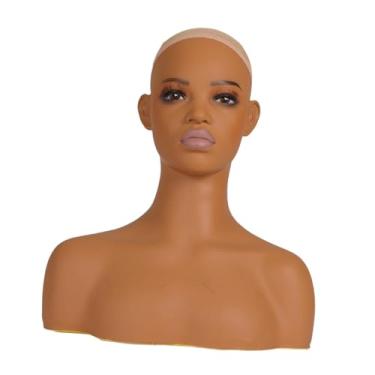 Imagem de Kokiya Cabeça de manequim feminina com ombros, suporte profissional para perucas e acessórios de beleza, ideal para exibir perucas, tiaras e outros