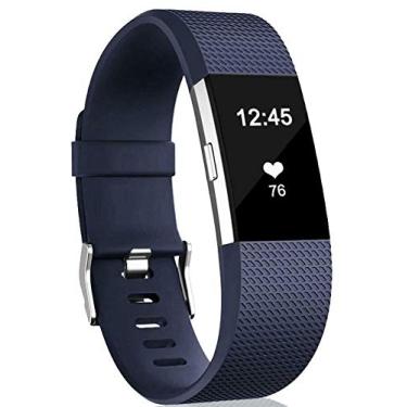 Imagem de PANDA BOBO Pulseiras esportivas compatíveis com Fitbit Charge 2, pulseiras clássicas ajustáveis (azul marinho, pequena)