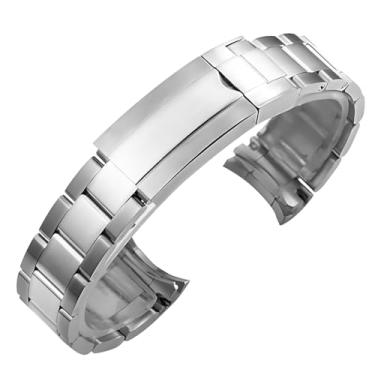 Imagem de hengfento2 Pulseira de relógio de aço inoxidável de substituição para Rolex GMT Datejust Submariner pulseira de aço inoxidável sólido antiferrugem com interface curva (20 mm)