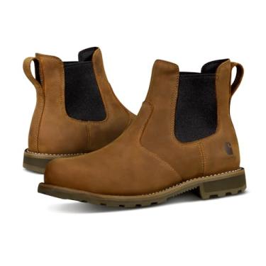 Imagem de Carhartt Frontier Bota masculina Chelsea de couro com bico de aço de 15,2 cm, resistente a escorregões e à prova d'água, marrom bisão bronzeado oleoso - 11,5 W