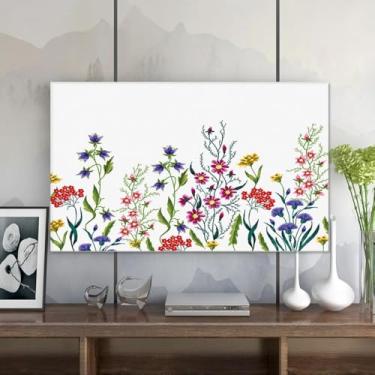 Imagem de Capa contra poeira para TV interna de 32-80 polegadas Protetor de tela moderno moderno para desktop/montado na parede/monitores curvos sala de estar e quarto arte decorativa-flor3||58-60 polegadas