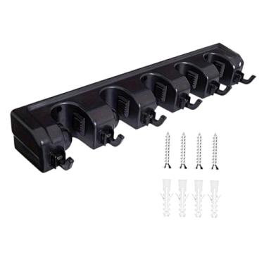 Imagem de Generic Suporte para vassoura e esfregão, organizador de ferramentas de jardim para cozinha, Preto