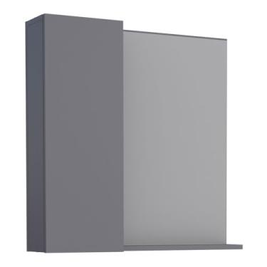 Imagem de Espelho para banheiro com armarinho 1 porta em madeira cinza - Cozimax
