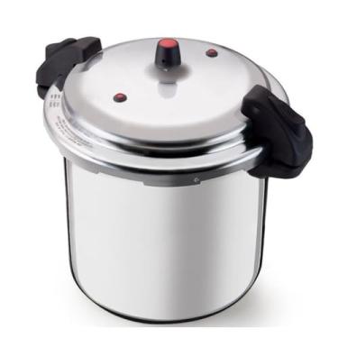Imagem de Panela de Pressão 20 Litros, Alumínio, Cinza, Fechamento Externo, 2 Válvulas de Segurança, 40cm Diâmetro x 37cm Altura