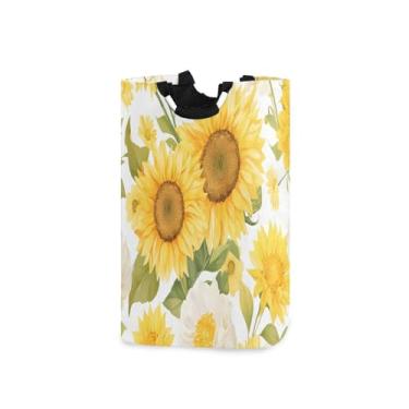 Imagem de CEBUGI Cesto de lavanderia com padrão de girassóis, cesto de roupa suja dobrável para roupas, quarto, banheiro, dormitório