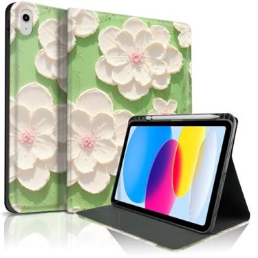 Imagem de Lyfatz Capa para iPad 11th (A16) 11 polegadas 2025/10ª geração 27.7 cm 2022, linda pintura a óleo retrô colorida estampa de flores com design de estética elegante capa protetora com suporte de lápis