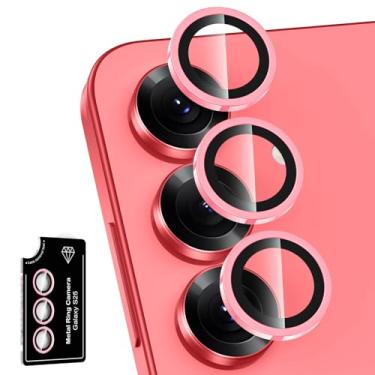 Imagem de Avocase Protetor de lente para câmera Samsung Galaxy S25, capa de lente de vidro temperado com anel de metal individual, [forte adsorção] Capa de lente transparente HD ultrafina resistente a arranhões