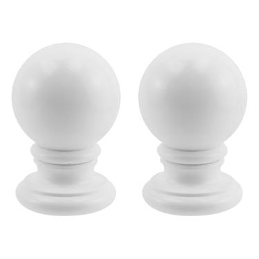 Imagem de Dnyta 2 peças de acabamentos de madeira decorativos, 12 cm de altura x 7,5 cm de largura, coluna redonda para cama esférica grande, acabamento de madeira para decoração de casa, acabamento de poste de