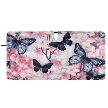 Imagem de CEBUGI Para-brisa de carro dobrável sombra de sol borboleta flores janela de carro guarda-chuva para-brisa frontal para-sol para acessórios de carro legal carro refletor protetor solar, P