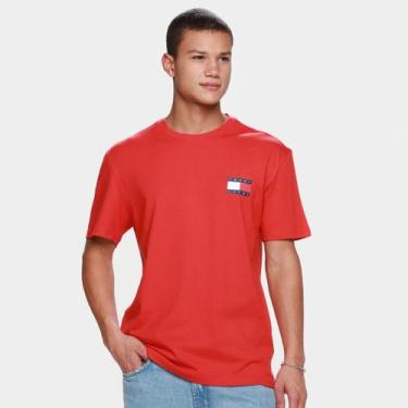 Imagem de Camiseta Tommy Jeans Essential Flag Masculina, Vermelho, M