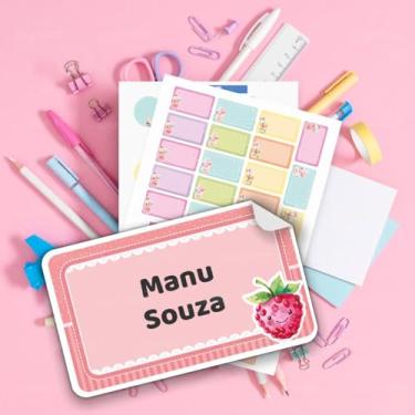 Imagem de Kit Etiquetas Escolares Infantis 02 Tema Frutas Personalizadas com Nome para Material Escolar Infantil