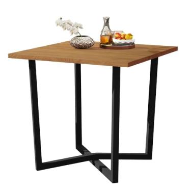 Imagem de Mesa De Jantar 80x80 4 Lugares Valence Industrial Pés Em Aço Apartamento Compacta Louça