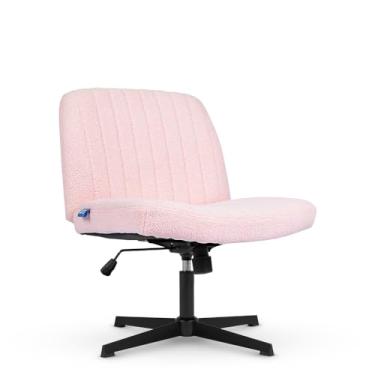 Imagem de Cadeira Escritório DT3 Dolly, Criss Cross Cosy Chair, Original, Assento Extra Grande e Largo, Leisure, Penteadeira, Escrivaninha. (Boucle, Pink)