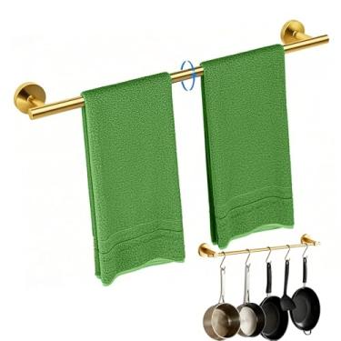 Imagem de Toalheiro de 61 cm, toalheiro para banheiro, barra de toalha de aço inoxidável SUS304 para parede de banheiro, suporte de toalha resistente, acessórios de banheiro (ouro)