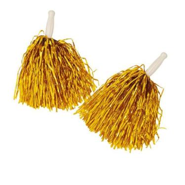 Imagem de Kit 2 Pompom Metalizado Lider de Torcida Amarelo - Evolution