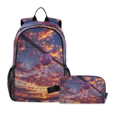 Imagem de GAIGEO Conjunto de lancheira de futebol, mochila infantil de malha respirável, mochila de ônibus escolar, mochila pequena para crianças