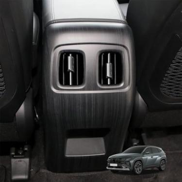 Imagem de Tampa de ventilação AC para carro console central traseiro capa de ar capa de ar traseira compatível com acessórios Hyundai Tucson 2022-2026 (grão de madeira)
