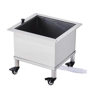 Imagem de Bacia de serviço de esfregão de aço inoxidável, pia de esfregão de montagem no chão, pia de restaurante de cozinha comercial, banheira de lavanderia de aço inoxidável para quintal de garagem interna e