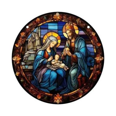 Imagem de Acessório Decorativo De Natal Em Acrílico Com Cena De Natal, Placa Dec