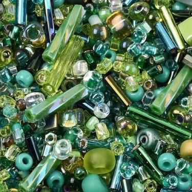 Imagem de 10 g de contas de vidro sortidas verdes mini contas de tubo de cornetim de vidro lampwork contas espaçadoras redondas soltas para pulseiras faça você mesmo, colar, brinco, joias, kits de achados