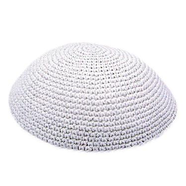 Imagem de Chapéu Yarmulke Yarmulke Yamaka Yamakah Yarmulka Yarmulka branco de todos os tamanhos (12 cm 4,7 pol.)