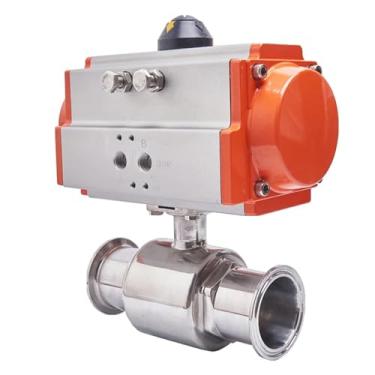 Imagem de Braçadeira de válvula esférica sanitária de aço inoxidável 304 de 38 mm tipo virola válvulas esféricas de instalação rápida com cilindro de ação dupla