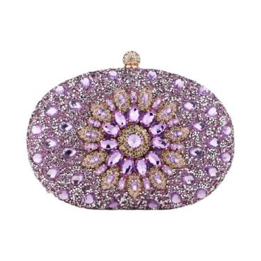 Imagem de Bolsa De Mão De Luxo Com Diamantes Para Noite, Carteira Feminina De Cr