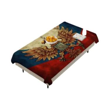 Imagem de Toalha De Mesa Retangular Lavável Com Estampa Da Bandeira Russa Para P