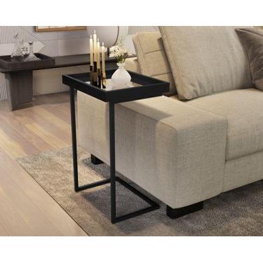 Imagem de Mesa Apoio Lateral Soft com Espelho Pés de Ferro JB Preto - Comprar mo