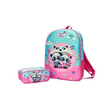 Imagem de Mochila Escolar Panda Baby Estojos Kids + Estojo Triplo