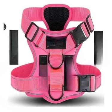 Imagem de Peitoral Ajustável Refletivo para Cachorro Porte Médio e Grande, Colete Reforçado Confortável com Regulagem e Segurança(Rosa,M (M))