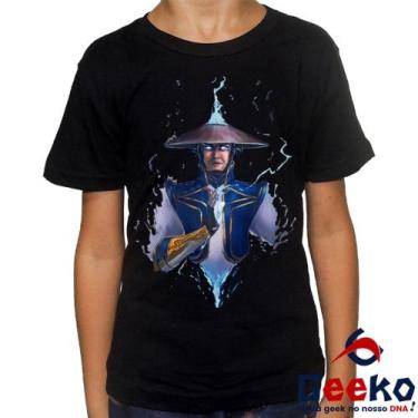 Imagem de Camiseta Infantil Raiden 100% Algodão Mortal Kombat Geeko, Preto, 8
