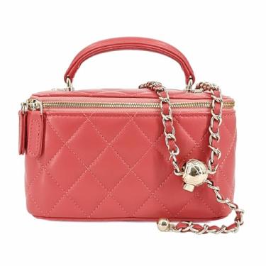 Imagem de M-ioi-M Pequena bolsa de couro genuíno acolchoada para mulheres, mini bolsa de ombro com alça superior com alça de corrente dourada, Ouro champanhe (alça destacável), Small, Bolsa com alça superior