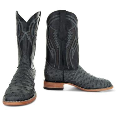 Imagem de Soto Boots Botas masculinas Out of the Wild com estampa de avestruz, botas caubói masculinas com estampa exótica, botas ocidentais H50031, Preto, 41