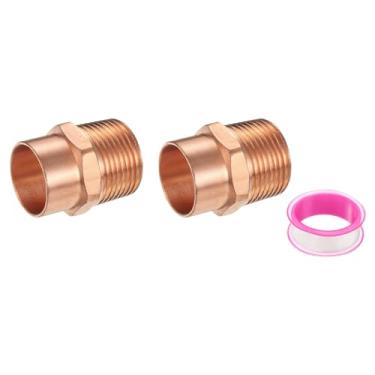 Imagem de PATIKIL Adaptador macho de 22 mm ID x 3/10.2 cm, 2 peças com conexão C x m Conexões de adaptador de tubo de cobre Conectores de tubos roscados para HVAC residencial comercial