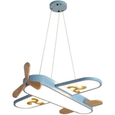 Imagem de Lâmpada De Teto Led Lustre De Quarto Infantil 32w Regulável Com Lâmpada De Controle Remoto Luz Pendente De Avião Quarto De Meninos Meninas Iluminação De Estudo Luminária, Blue