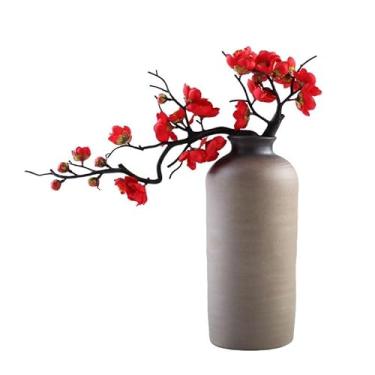 Imagem de URGDWEKJY Vaso de cerâmica retrô simples vasos modernos acessórios para casa vasos de flores de mesa plantas hidropônicas inserções de flores secas ornamentos de grés vasos de flores