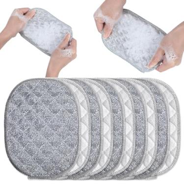 Imagem de ElevateTech 10 peças de pano de lavar louça multiuso fio não arranha panos de limpeza com fio de algodão multicamadas pano de prato de metal reutilizável para limpeza de pratos de cozinha