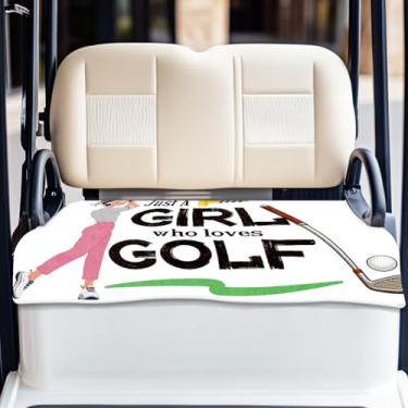 Imagem de ORIGACH Capas de assento de carrinho de golfe universais para a maioria dos carrinhos de 2 lugares, Just A Girl WHO Loves Golf Pattens, cobertor de toalha de assento para manter o assento fresco e