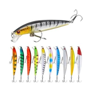 Imagem de Isca Minnow plástica dura com grânulos do toque, isca flutuante, 10cm,
