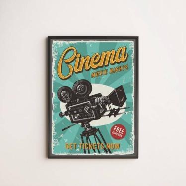 Imagem de Quadro Decorativo Cinema Retrô 33X24Cm - Com Vidro