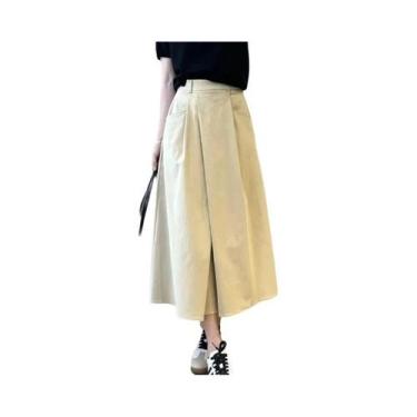 Imagem de Saia Midi plus Size Em a Com Bolso, Cor Sólida, Casual, Para Mulheres 
